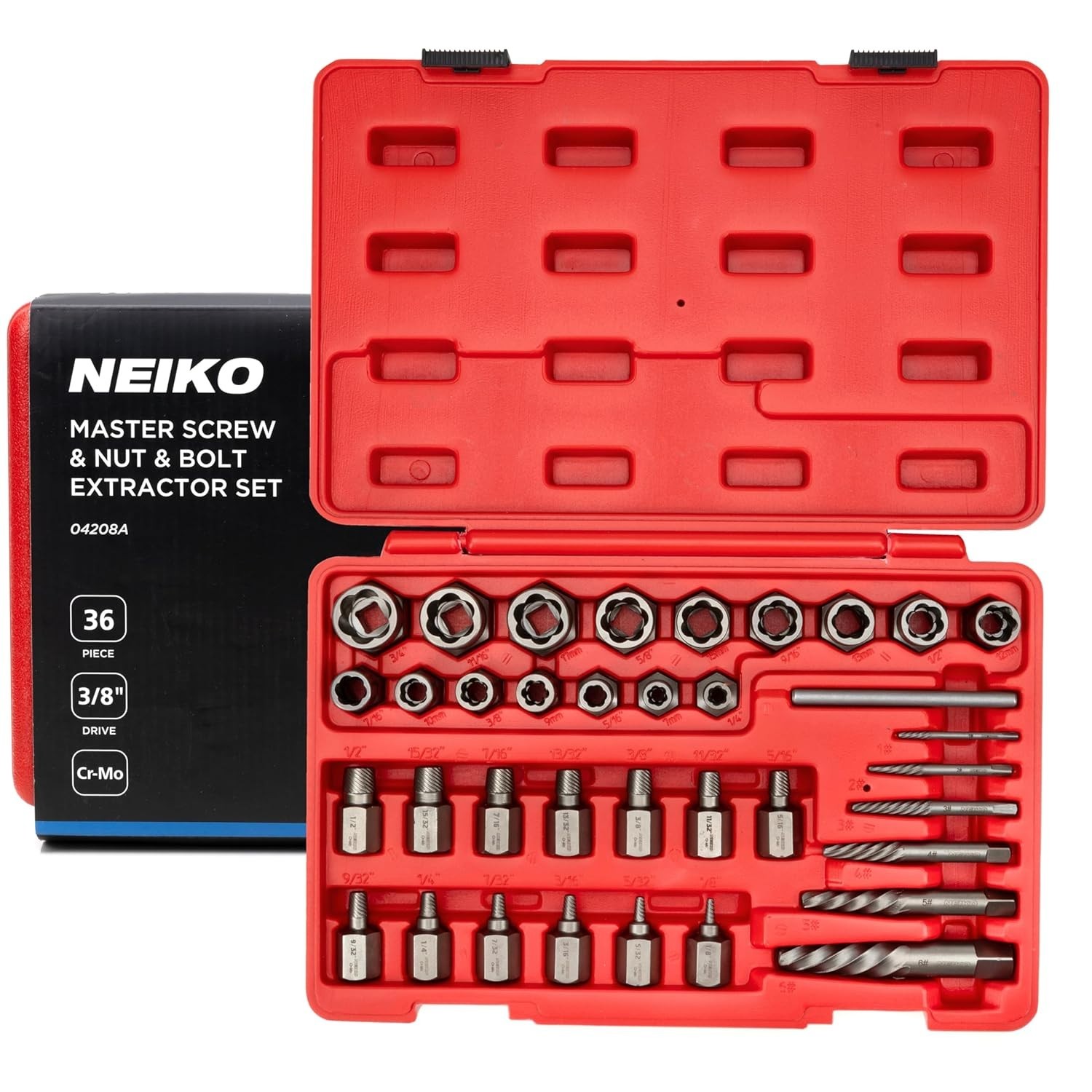 Master Screw, Nut, & Bolt Extractor Set – 36 Piece, CR-Mo, Impact Nut & Bolt …