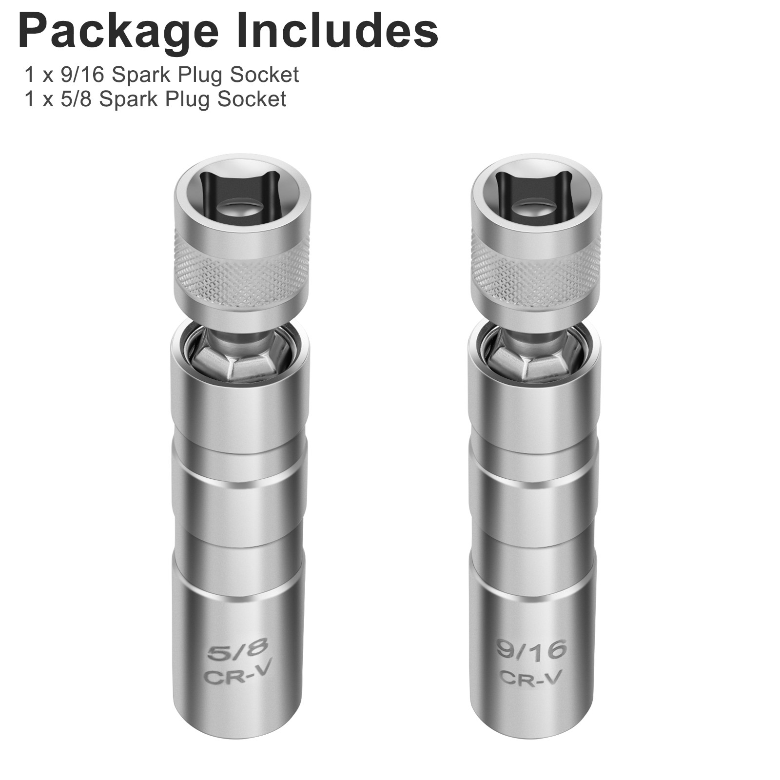 2×Spark Plug Socket Set 360° Rotating 3/8″ Drive Tool for Car Repair 9/16″&/5/8″