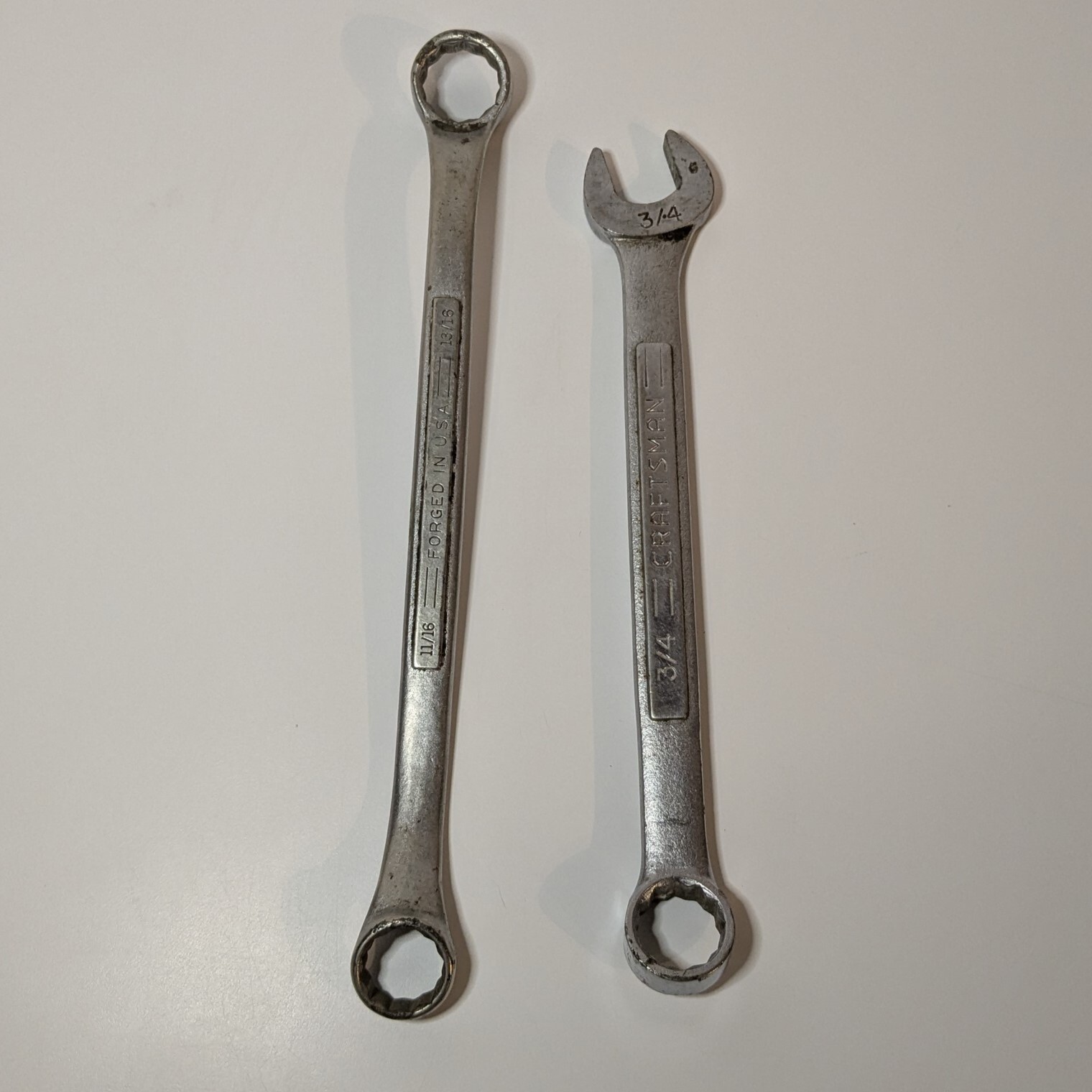 Lot of 7 Vintage Craftsman U.S.A. Wrenches, Various Size Hand Tools, Forged