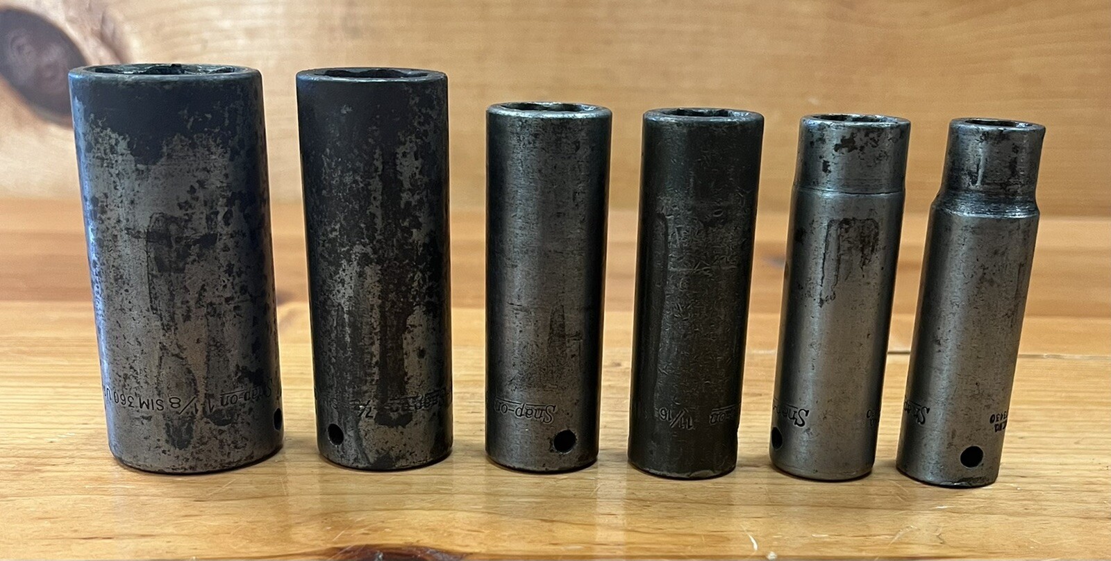6 Snap On 1/2″ Drive SAE Deep Well 6 Point Sockets SIM 160 200 220 240 280 360