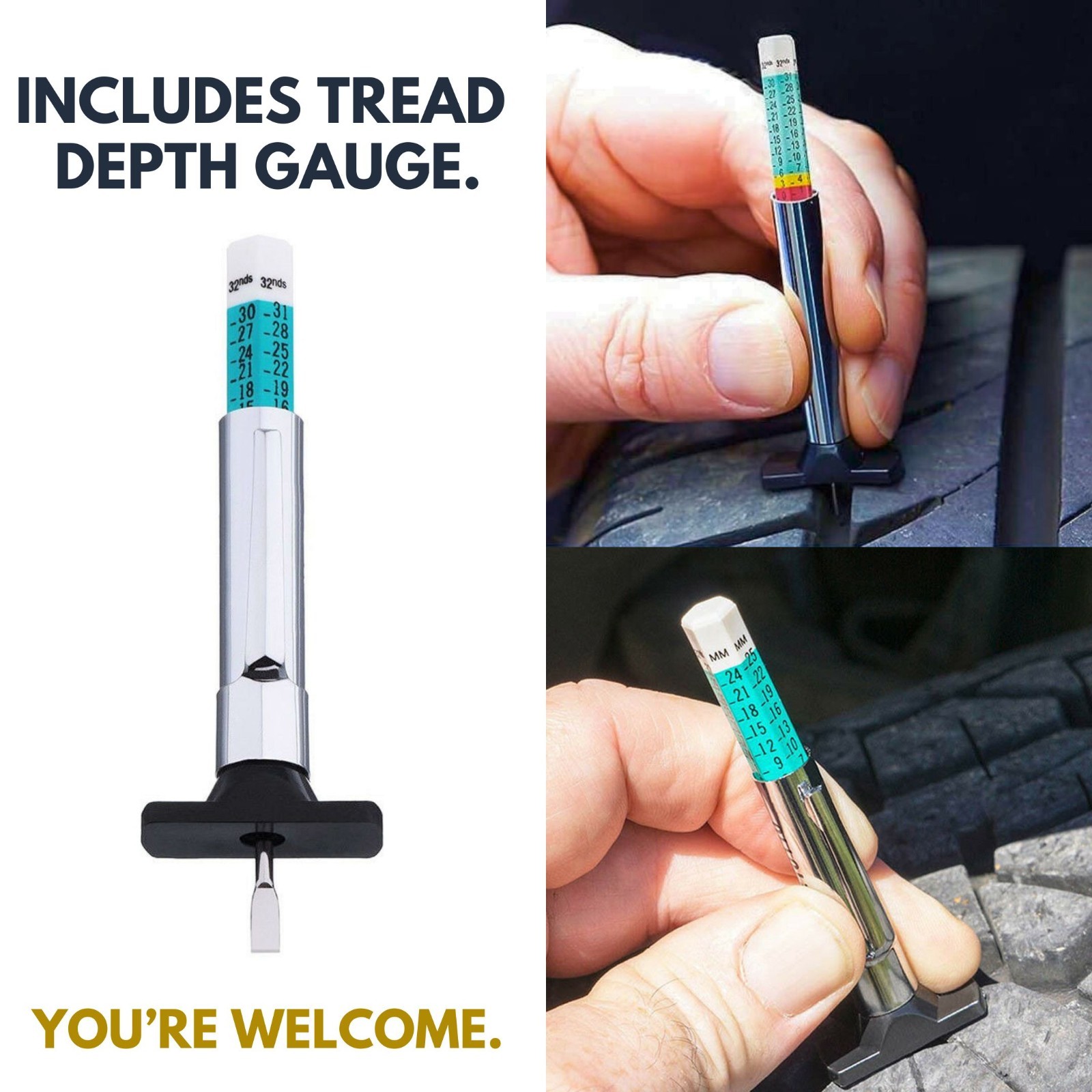 Wenses Original Tire Lube Brush Swab Set (3-Pack) + Tread Depth Gauge
