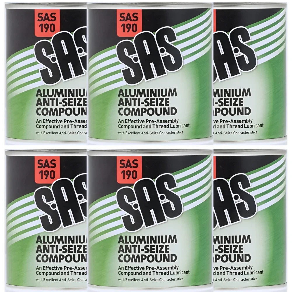6x SAS Aluminium Anti-Seize Compound 500g Tin – High-Temp, Copper-Free (1100°C)