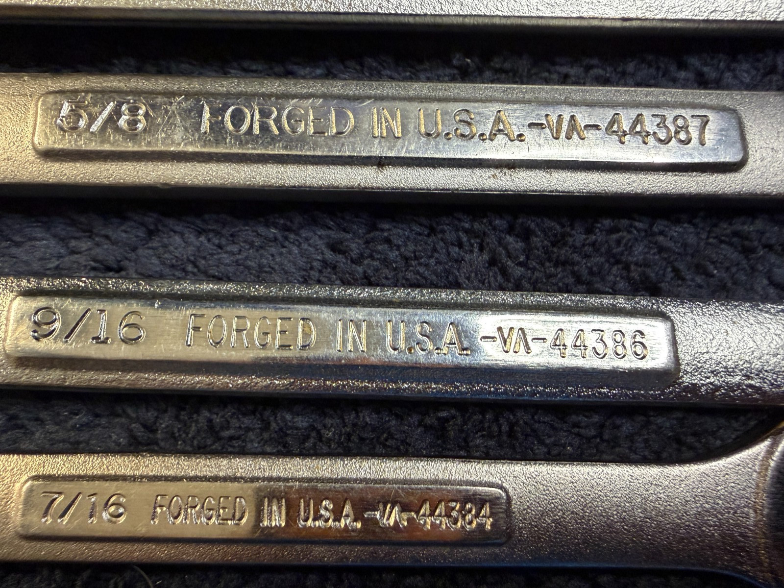 4 – Vintage Craftsman 6-Point VA SAE Combination Wrenches 7/8 5/8 9/16 7/16