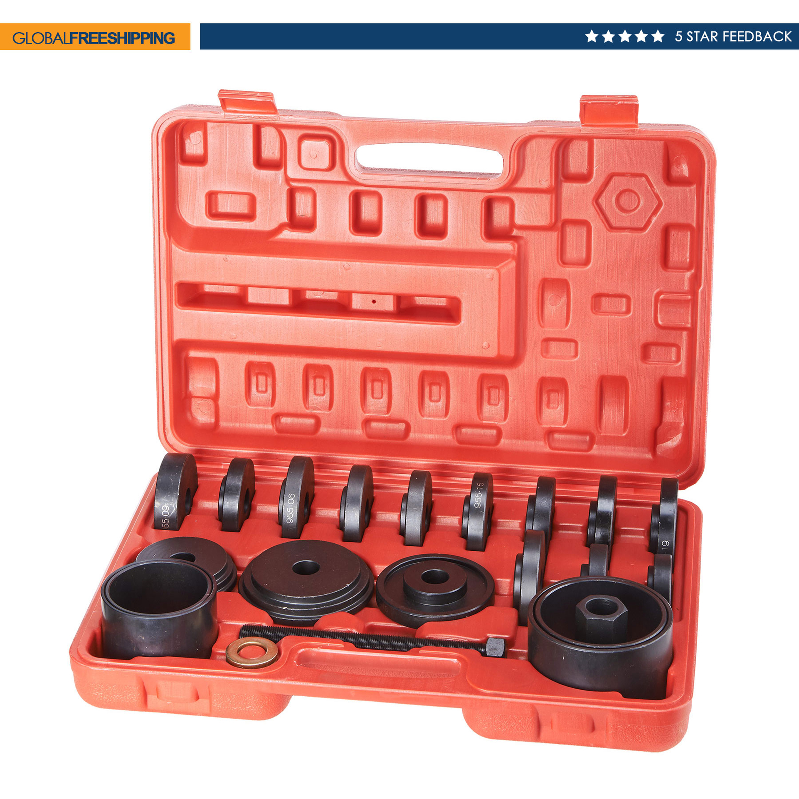 23 PCs Front Wheel Drive Bearing Removal Adapter. Puller Pulley Tool Kit W/Case