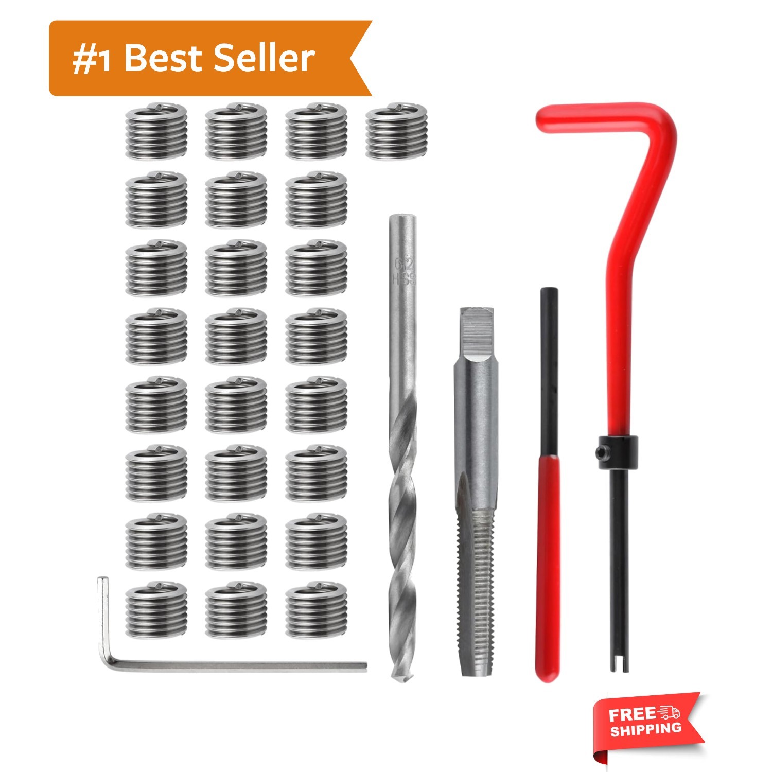 Portable M6 x 1.0mm Thread Repair Kit: Complete 30-Piece HSS Set for DIY Repairs