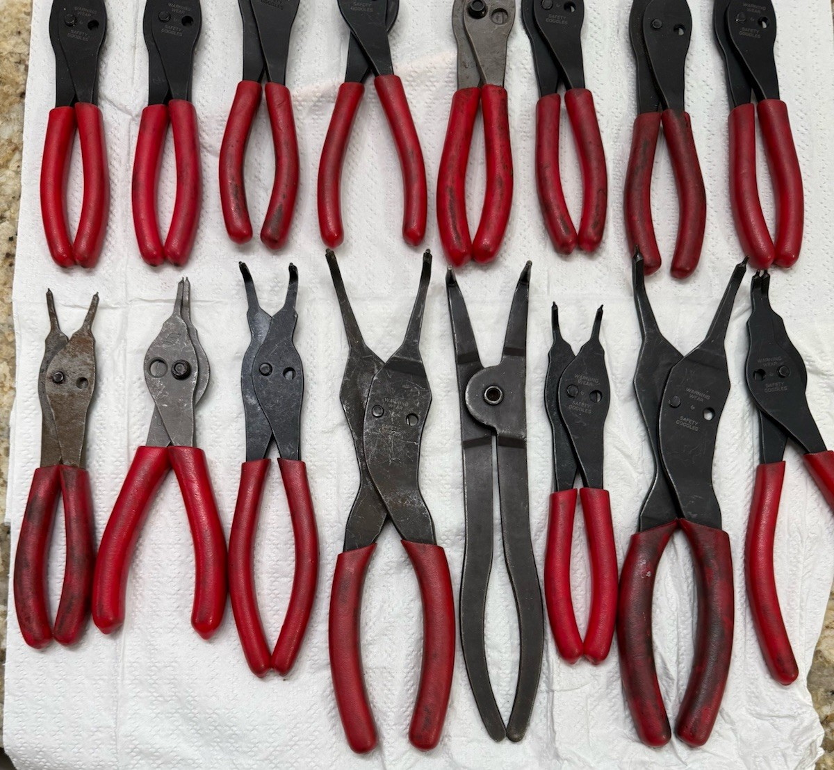 16 Snap On Snap Ring Pliers All Different Sizes Please See Pictures Adjustable
