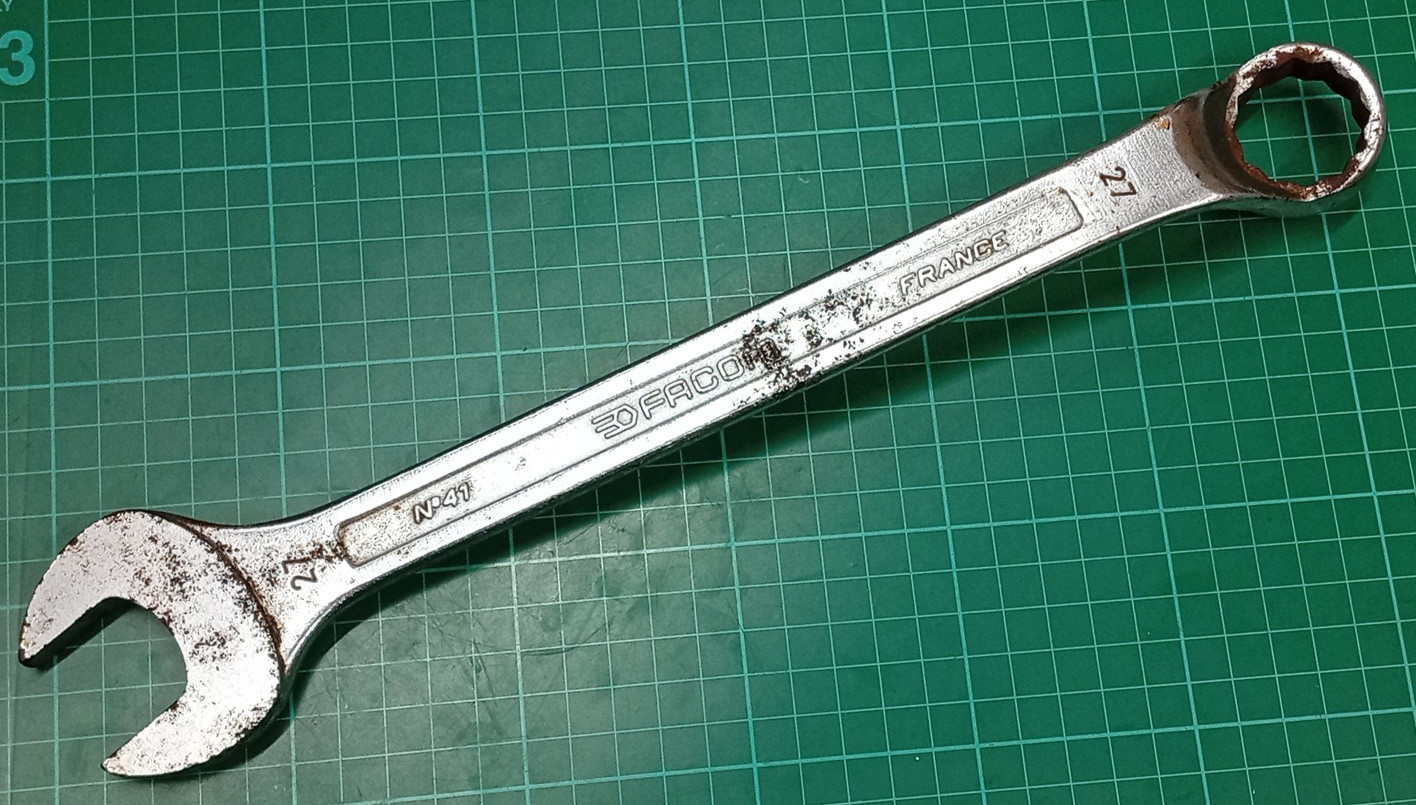 Vintage Facom Vanachrome No41, 27mm Offset Combination Spanner, Made In France