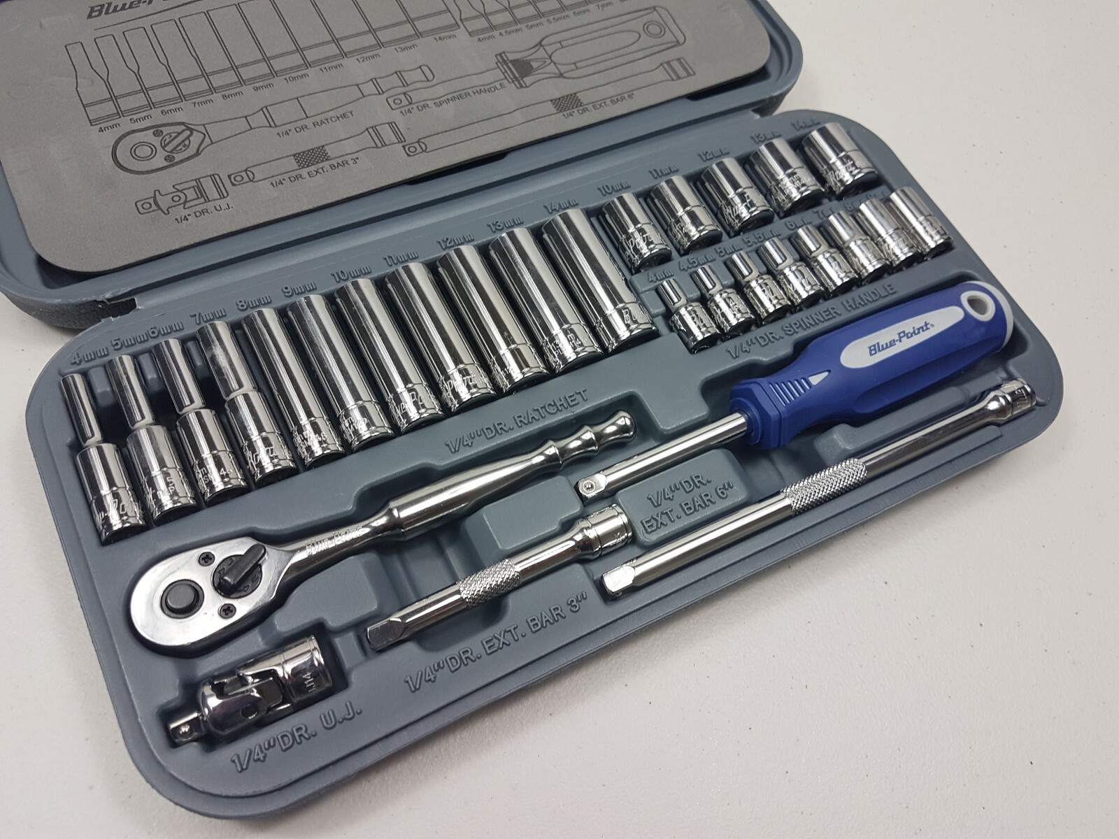 3 x Blue Point Socket Sets, 29pc 1/4″, 77pc 3/8″, 32pc 1/2″ – As sold by Snap On