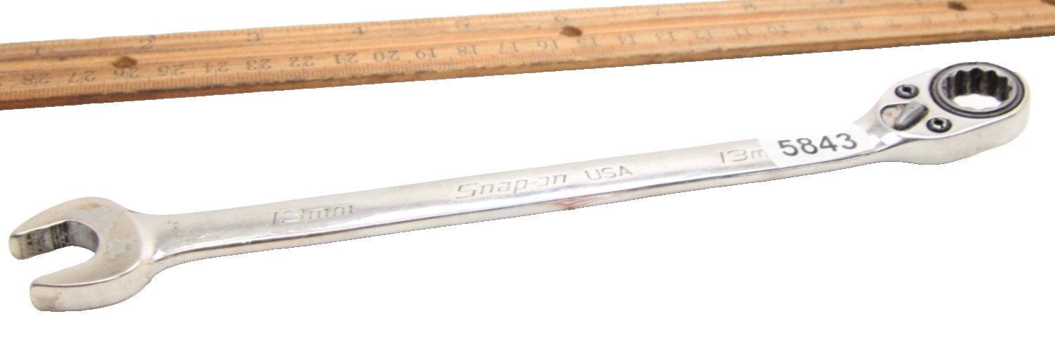 Snap-on SOXRRM13 13mm 12 Point Metric Ratcheting Combination Wrench 8.5″ USA