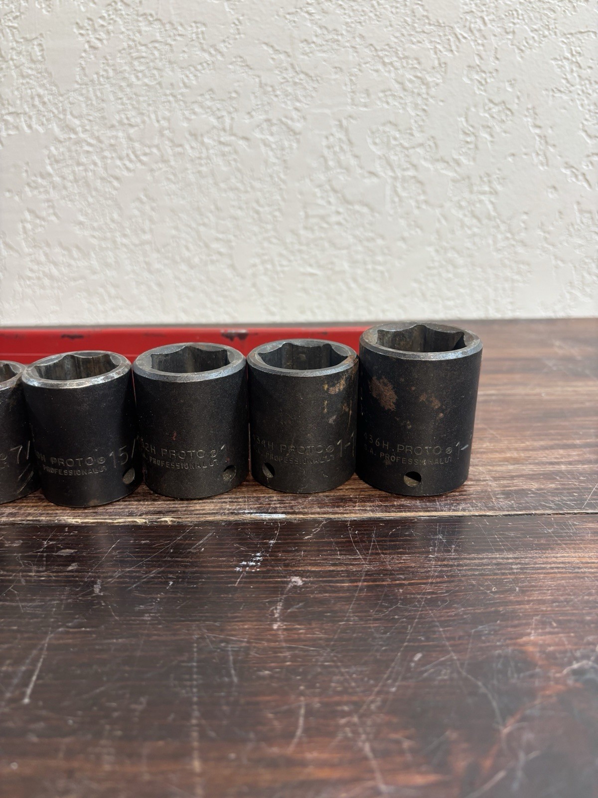 PROTO PROFESSIONAL USA 1/2″ DRIVE SAE 6PT IMPACT SOCKET SET W TRAY – READ DESC