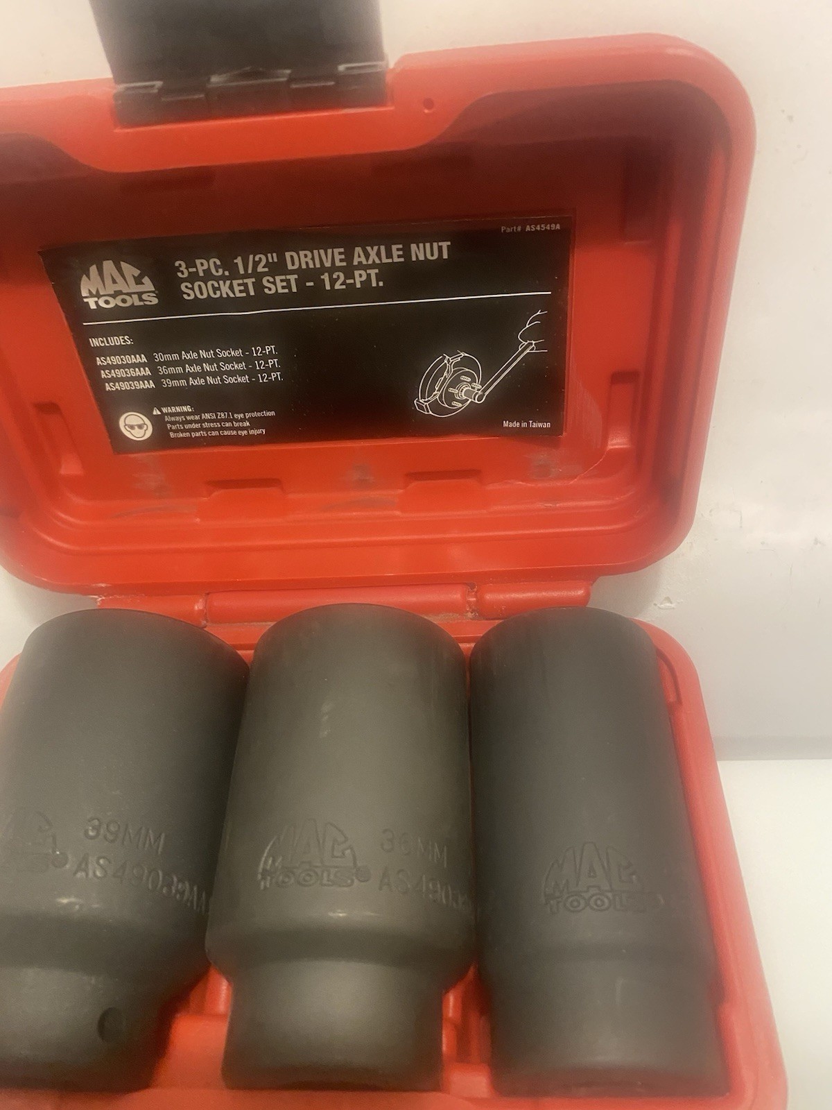 New MAC Tools AS4549A 3 Piece 1/2″ Drive Axle Nut Socket Set 12 Point