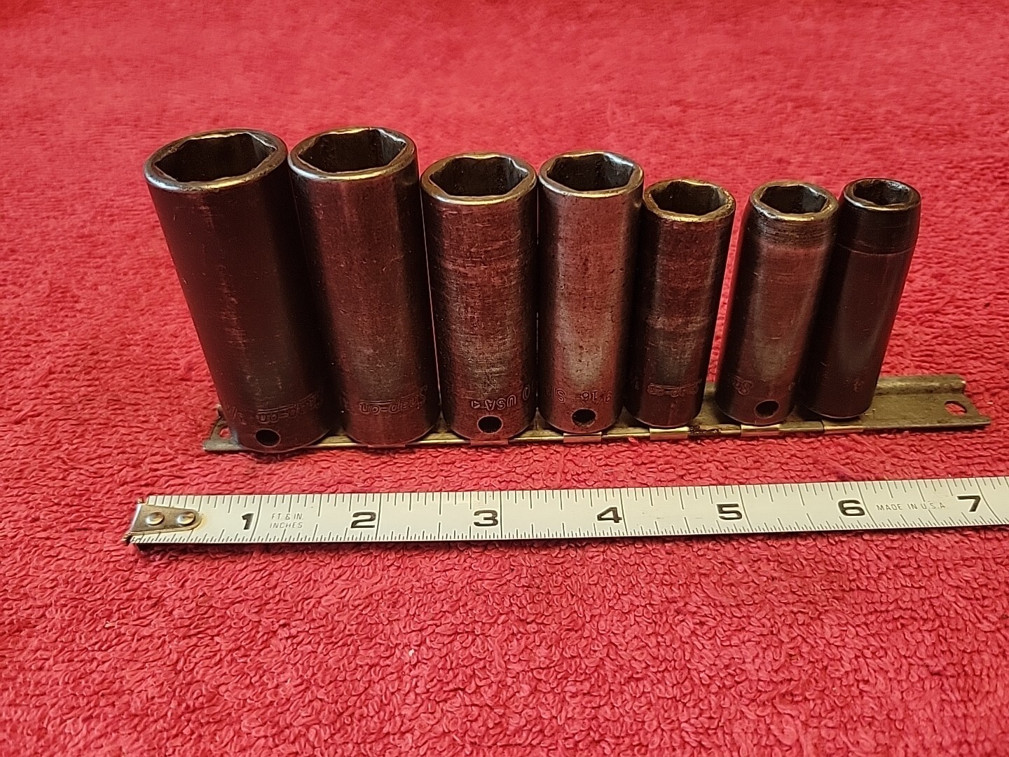 SNAP-ON TOOLS SAE 3/8″ DRIVE DEEP IMPACT SOCKET SET 6 PT 7 PC VTG USA 🇺🇸