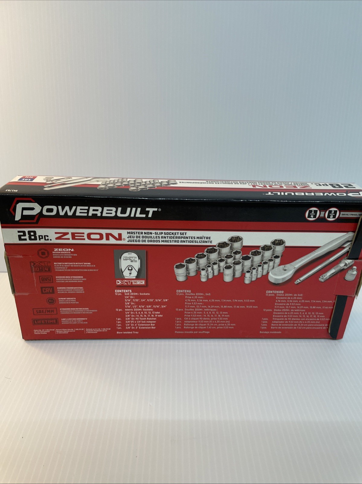 Brand New! Powerbuilt 28 Pc. NON-SLIP Socket Set. Removes partly rounded bolts.