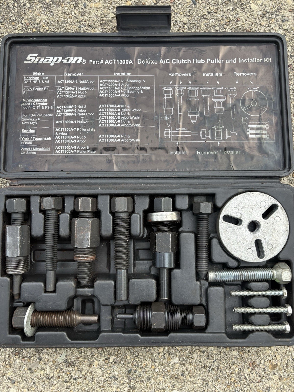 Snap-on ACT1300A Deluxe A/C Clutch Hub Puller Installer Set