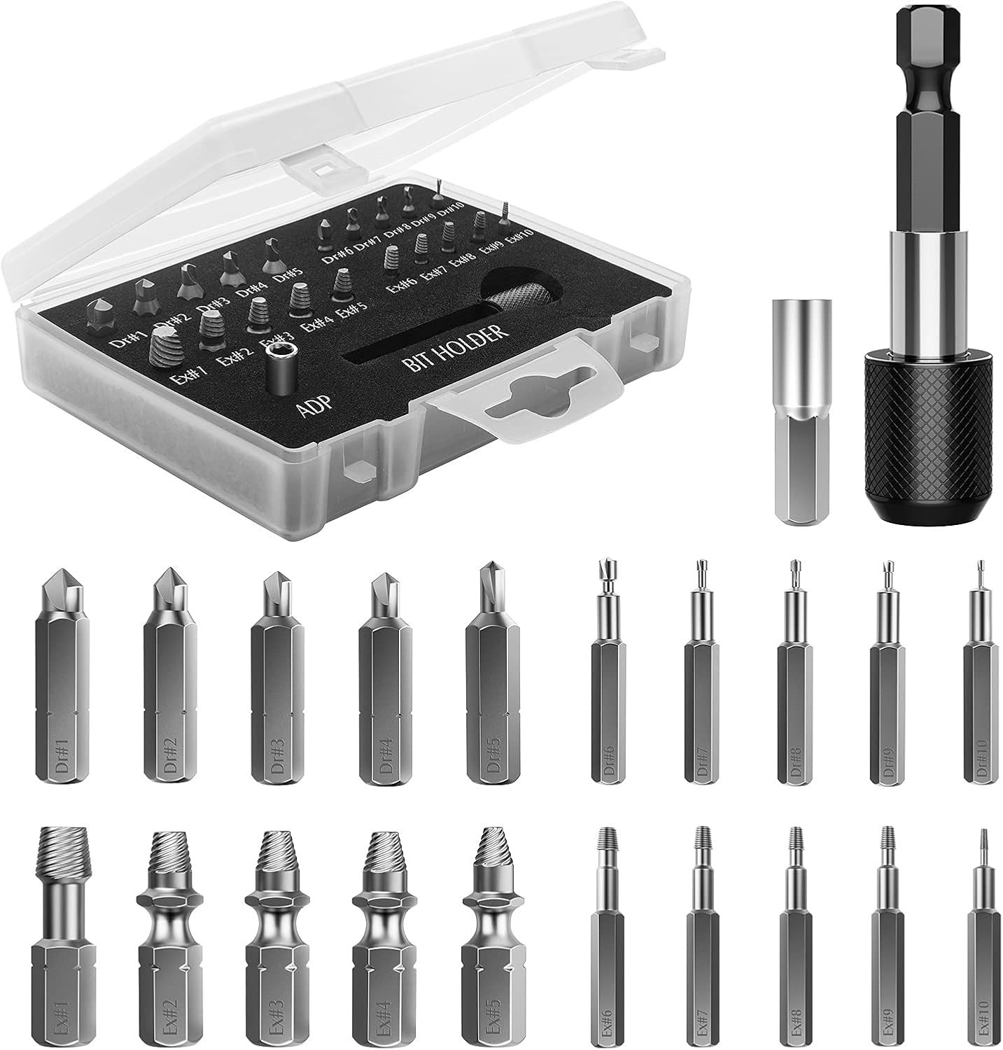 Damaged Screw Extractor Set 22 pcs High Speed Steel Remover Kit for All-purpo…
