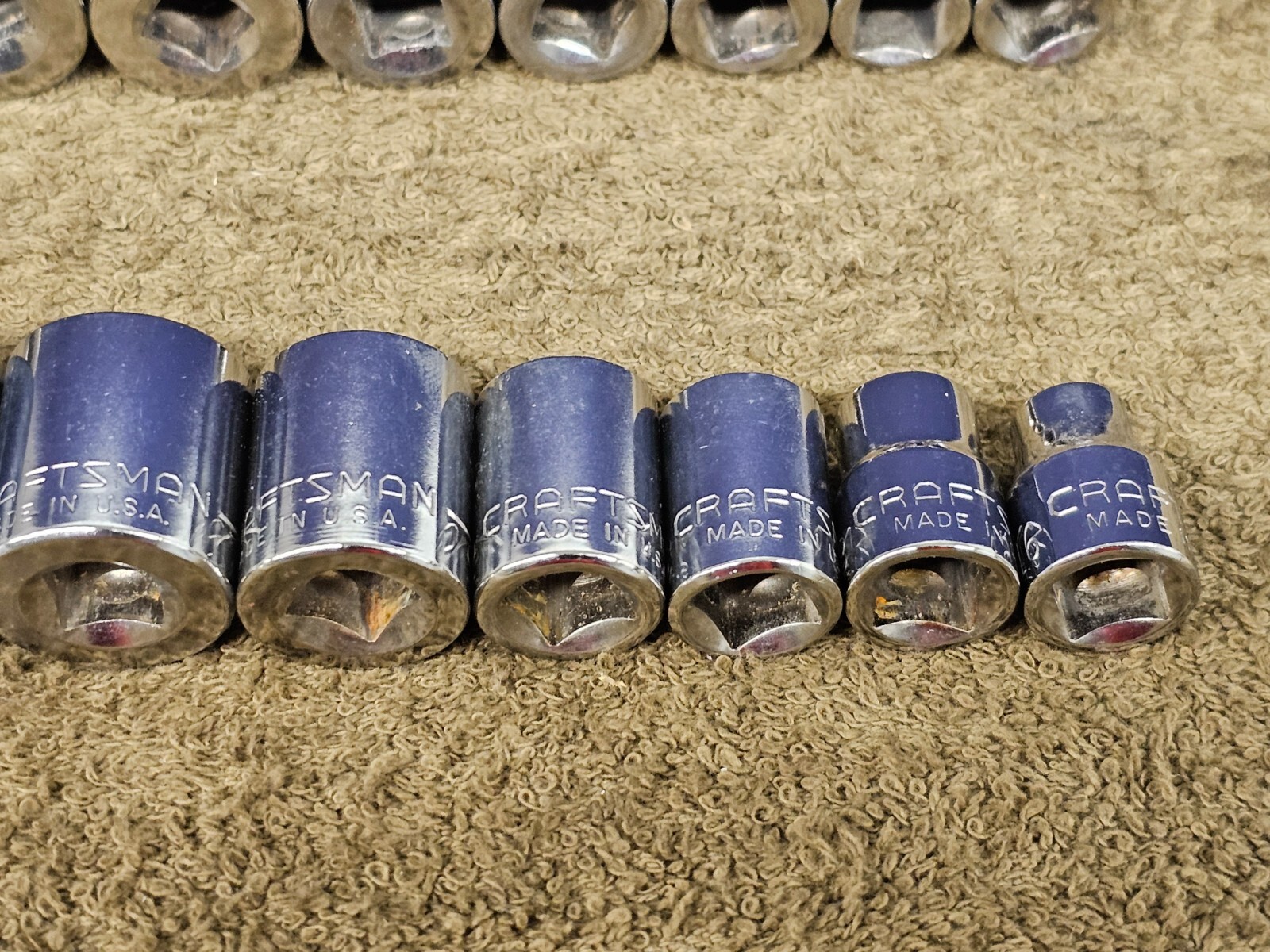 18 Craftsman G Deep Well Shallow Socket Set 7/8 3/4 5/8 1/2 Sae 3/8″ Drive USA