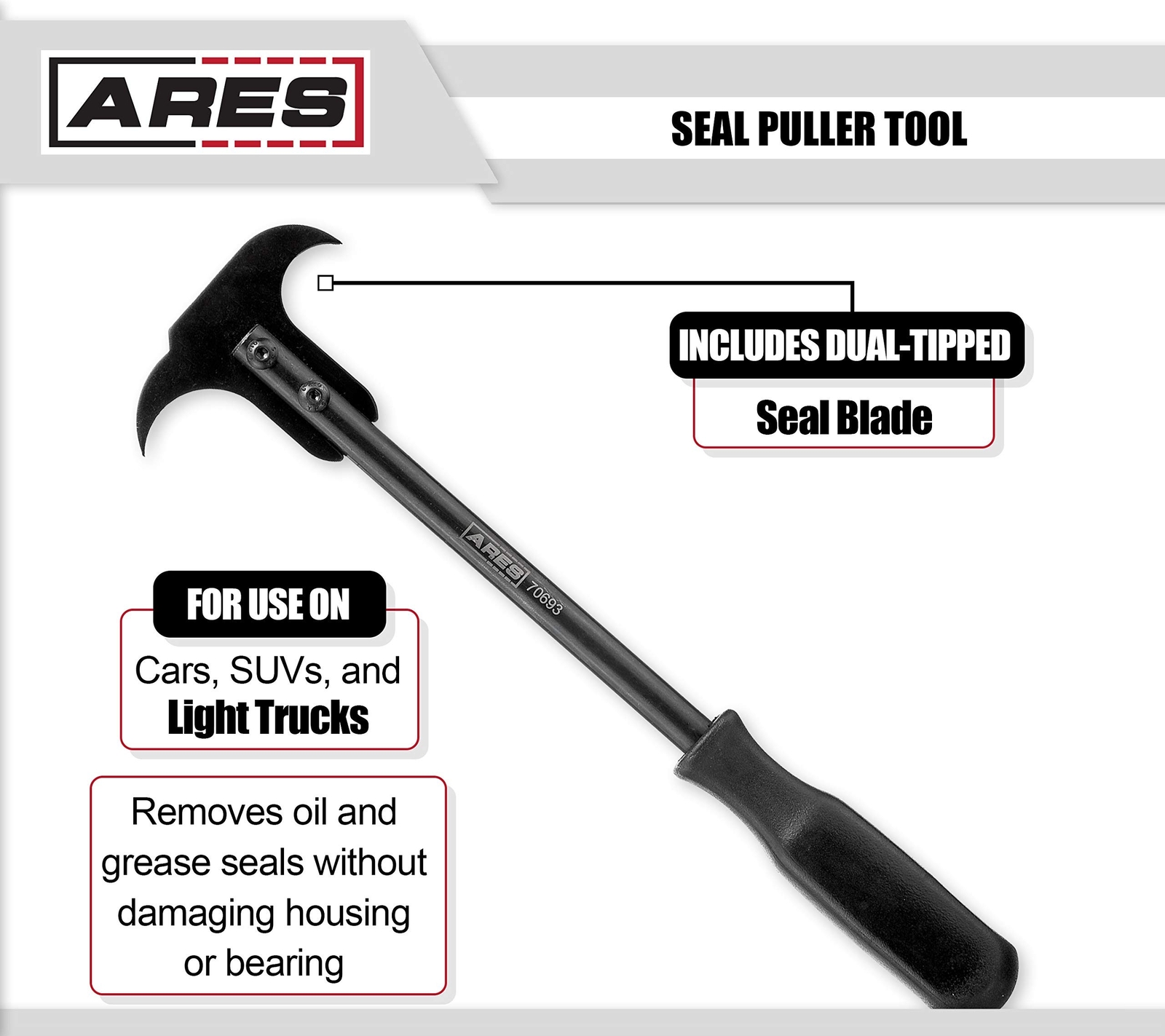 ARES 70693 – Seal Puller with Dual Hook Tip Design – Remove Oil and Grease Se…