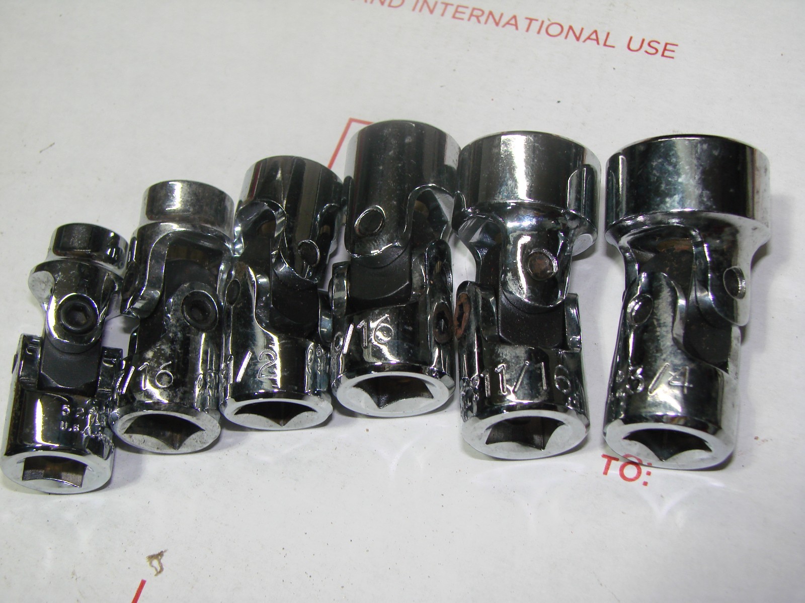 Proto 6 Piece 3/8″ Drive Universal Joint Socket Set -12 Point- 3/8 to 3/4″