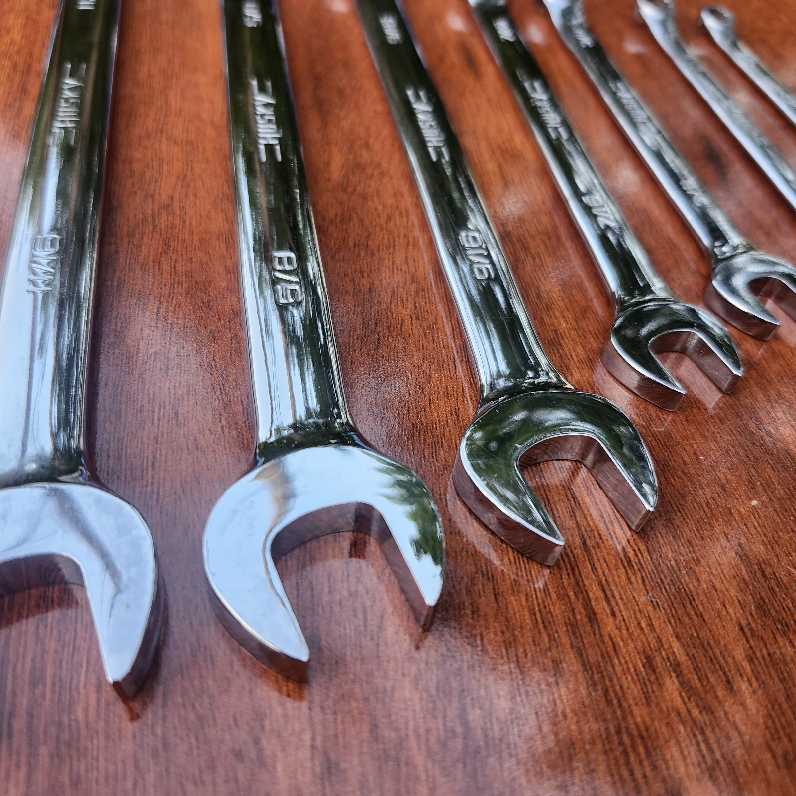 Vintage =Husky= USA 1-1/8″ to 1/4″ Full Polished Comb Wrench Set 11 Pc USA 🇺🇸