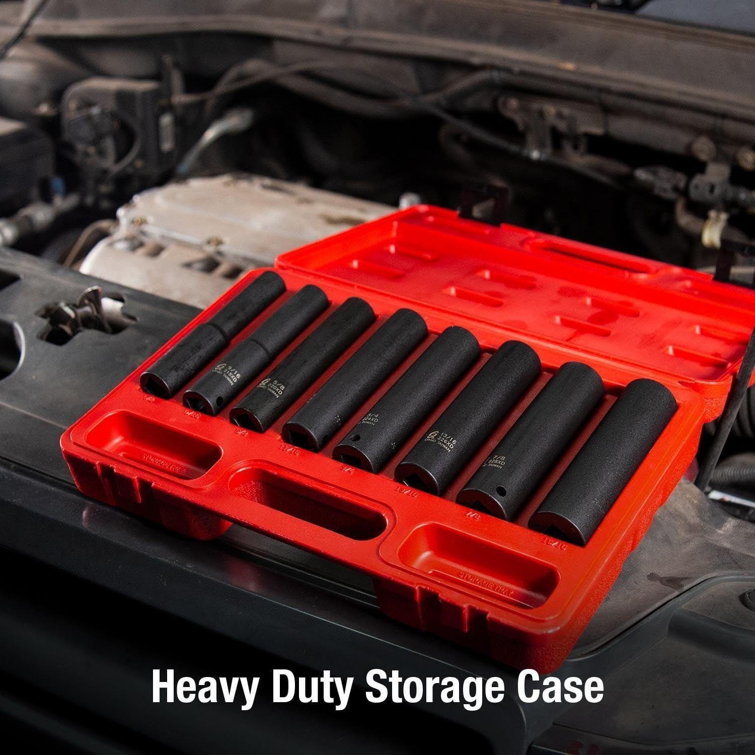 Sunex 2848 8-Piece 1/2» Drive Impact Socket Set – Extra Long Deep SAE Tools