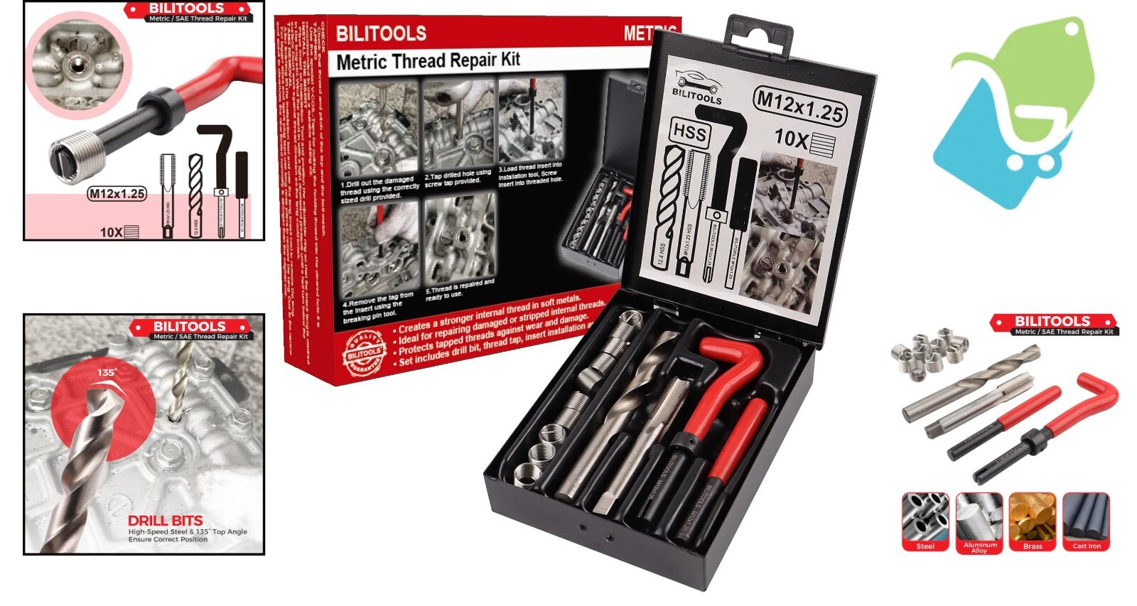 Complete Metric Thread Repair Kit – M12x1.25 with Durable 304 Stainless Inserts