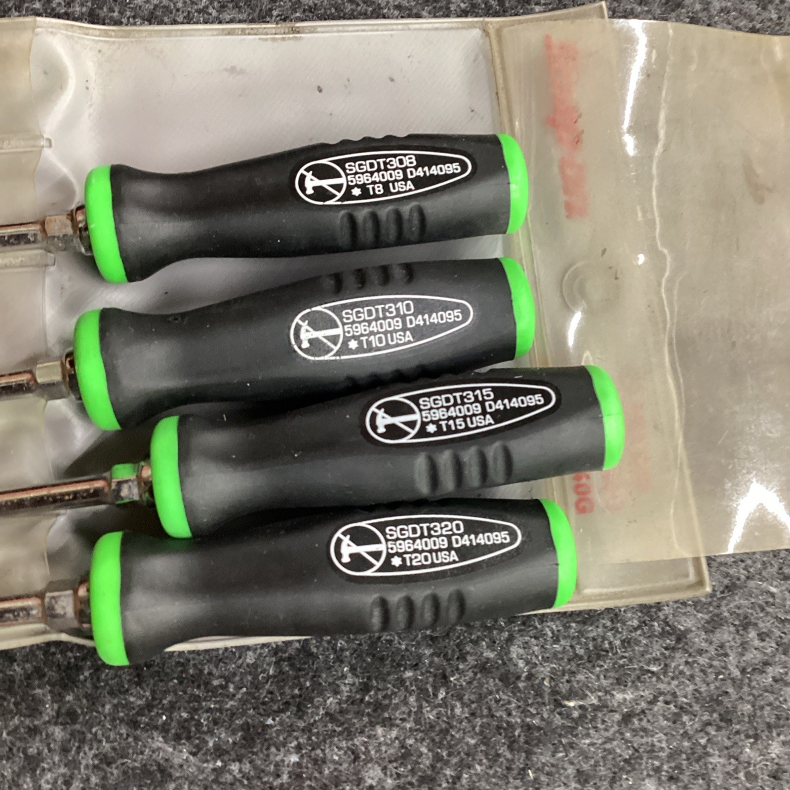 Snap On USA 4 Piece Soft Grip Mini Torx Driver Set SGTX40G W/Pouch