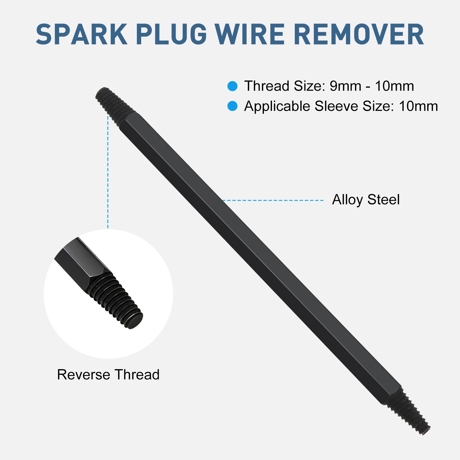 Broken Fracture Damaged Spark Plug Extractor Removal Tool Reverse w/ 10mm Socket
