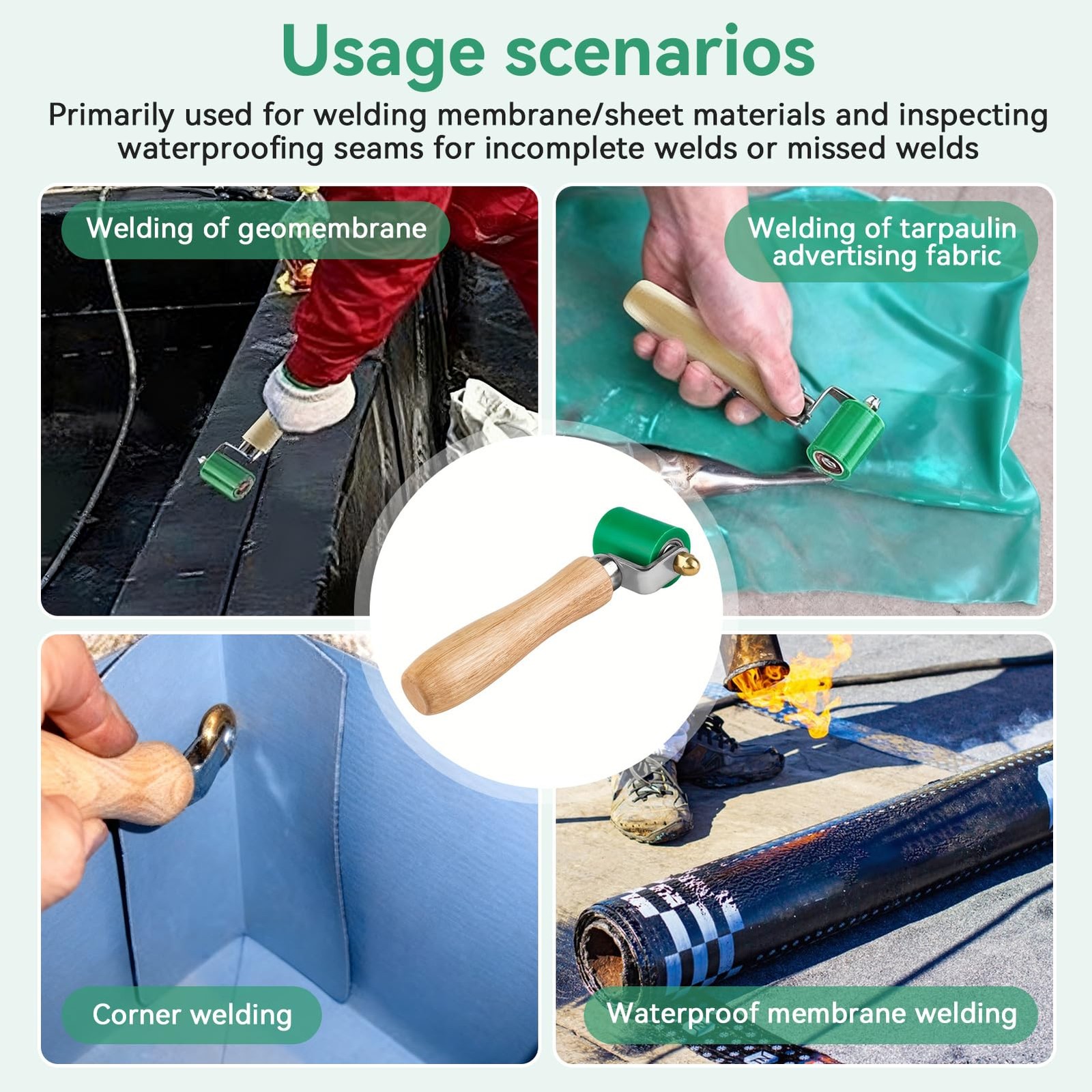 Silicone Seam Roller, 40mm Width Hand Pressure Roller Professional Green