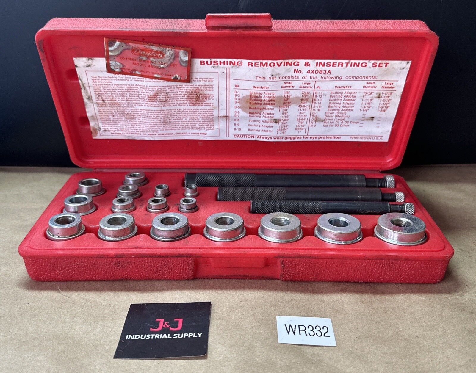 PREOWNED- Dayton 20 Piece Bushing Removing & Inserting Set No. 4X083A + WARRANTY