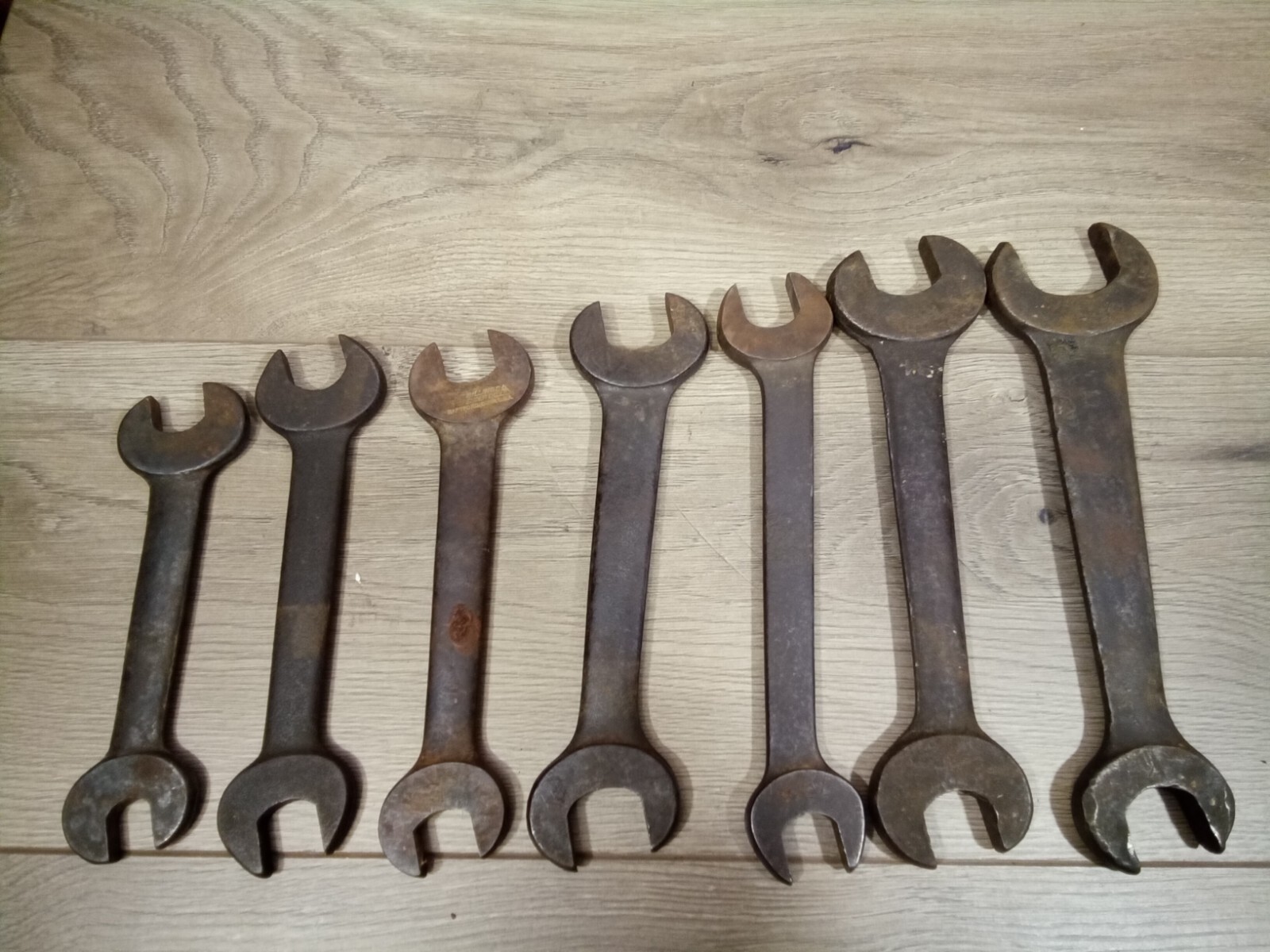7 LARGE VINTAGE DOUBLE OPEN ENDED SPANNER WRENCHES BILLINGS, FAIRMOUNT, OTHERS