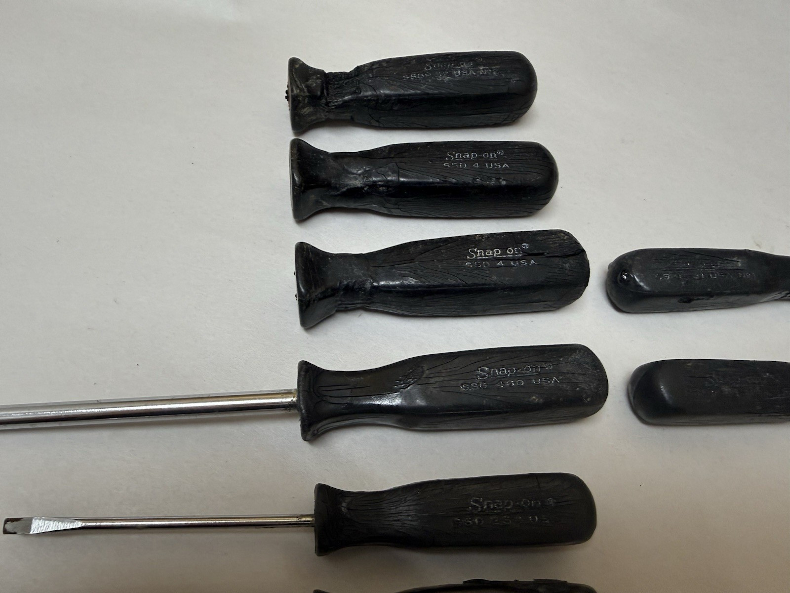 Damaged 9 pc Lot Snap-On USA Black Hard Handle Screwdriver Stubby Phillips SSD