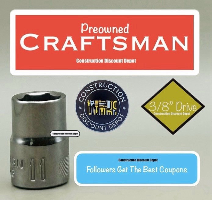 Craftsman 6 Point 3/8″ Drive Chrome Shallow 11MM Socket CMMT43543 11 mm