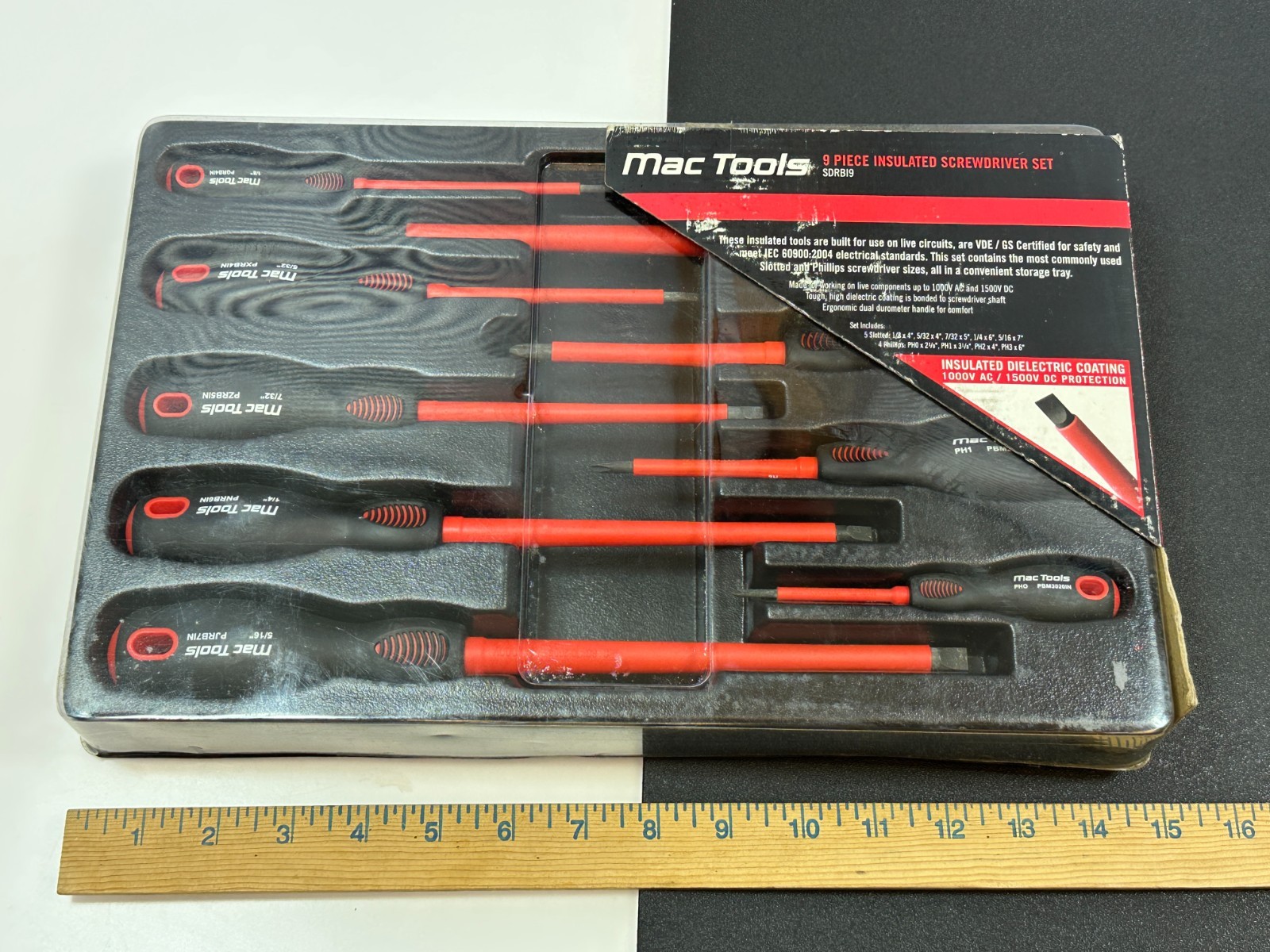 MAC Tools SDRBI9 9pc Insulated Screwdriver Set VDE/GS Certified, Flat & Phillips
