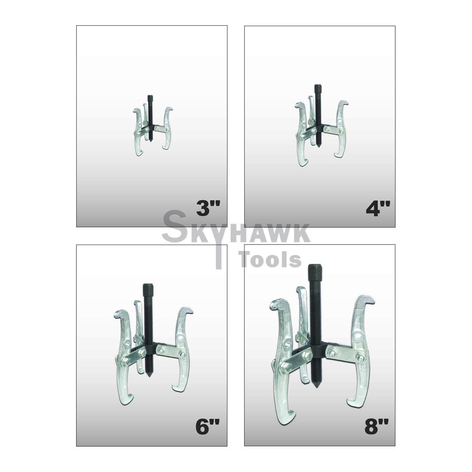 4 Pc Mechanic Gear Puller 3 Jaw Set 3″ 4″ 6″ 8″ Gear Pulley Bearing Puller Auto