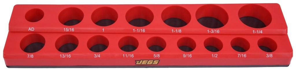 JEGS 85034 Magnetic Socket Tray 1/2 in. SAE Drive Red