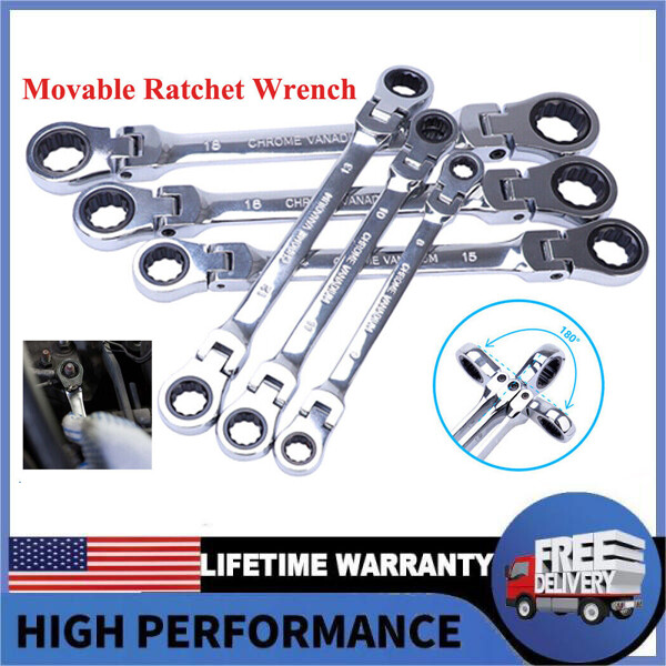 Extra Long Ratcheting Wrenches Spanner Set Double Box End Flex-Head Metric 6pcs