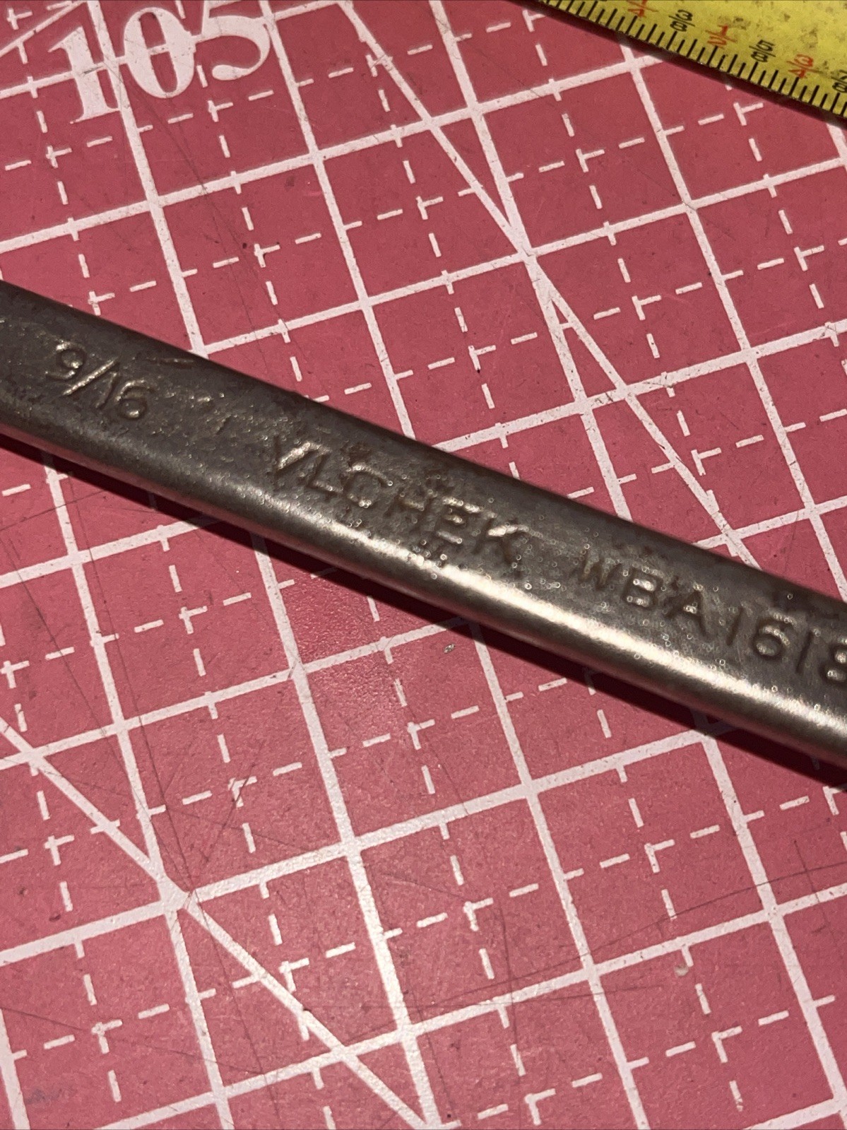 Vintage Vlchek USA WBA1618 1/2 X 9/16 In SAE 12 Point Offset Box End Wrench 1/2”