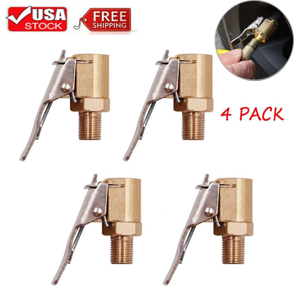 4 Packs Air Chuck Open Flow Straight Lock On Nozzle with Clips for Tire Inflator