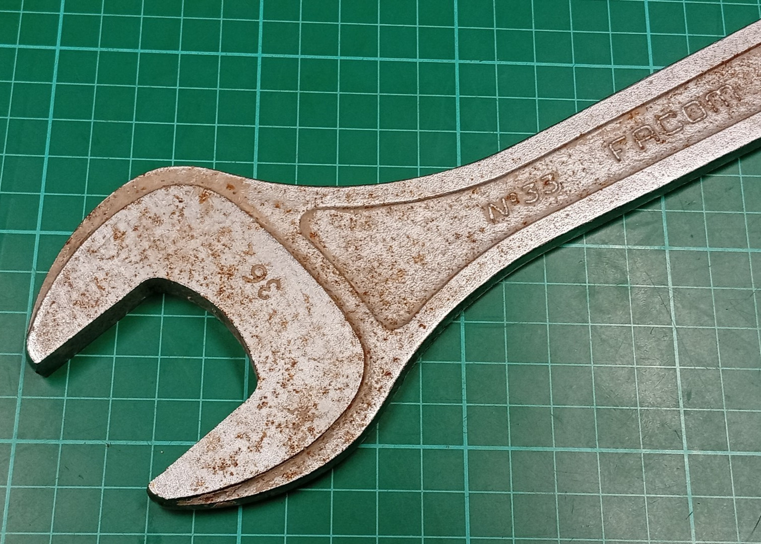Vintage Facom No33, 36mm x 41mm Vanachrome, Open Ended Spanner, Made In France
