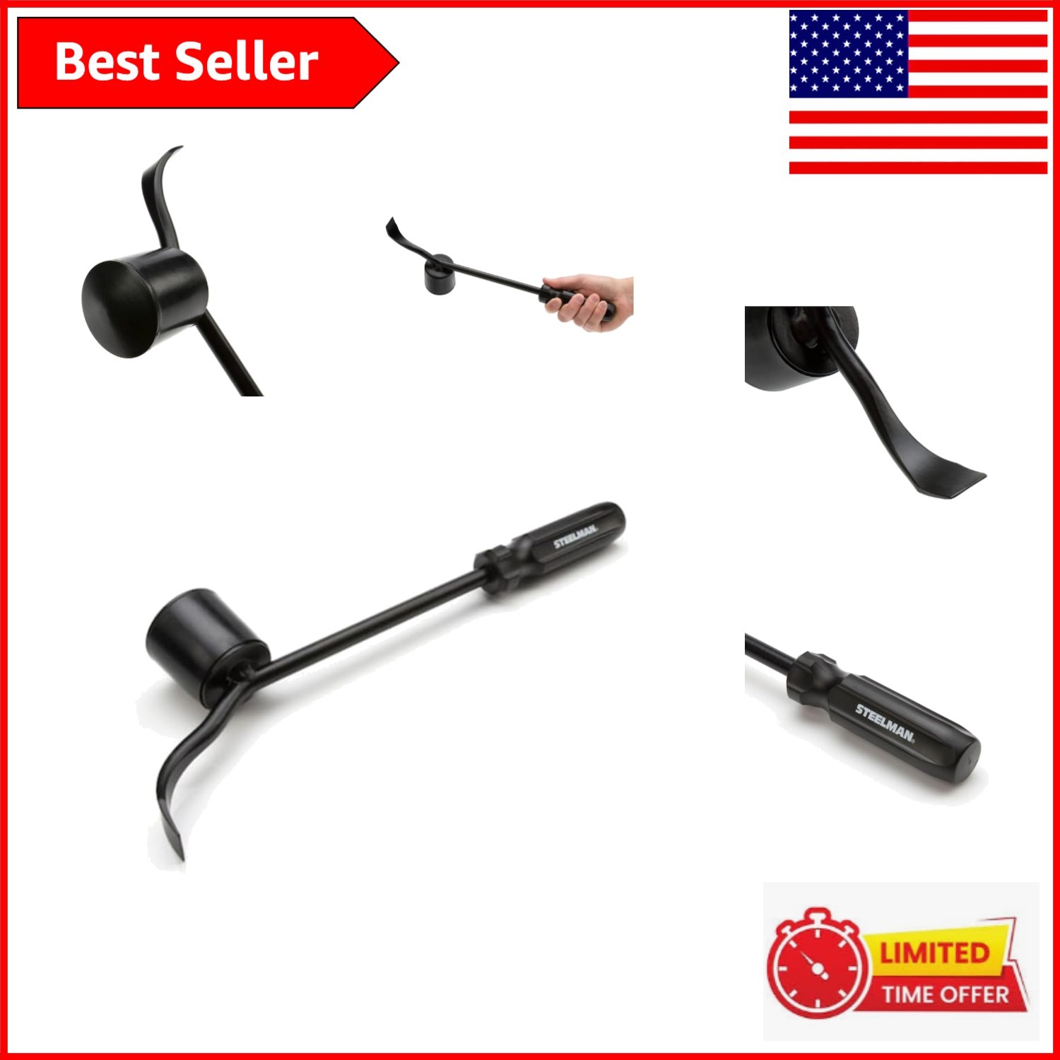 Heavy-Duty Hubcap Remover Tool with Rubber Hammer – Durable & Efficient