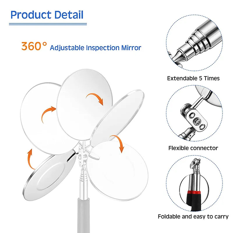 Car Adjustable Telescopic Inspection Circular Mirror Angle Observation Pen Tool
