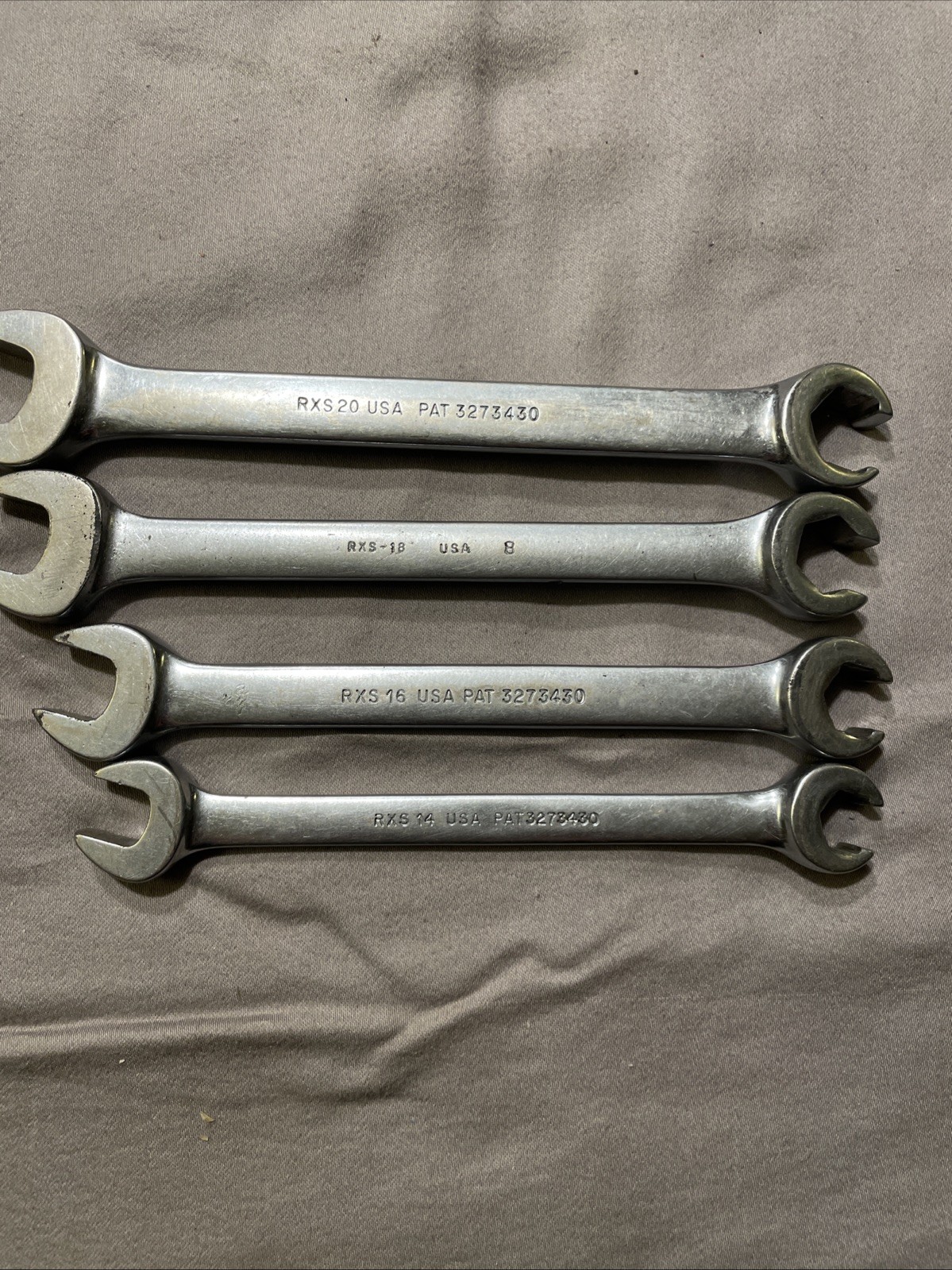 Vintage Snap-on 4pc SAE Flare Open Combination Wrench Set