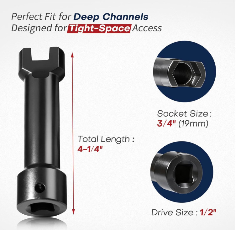 Vaso para Canal Unistrut 19 mm 1/2» Impacto Cr-Mo 108 mm Negro