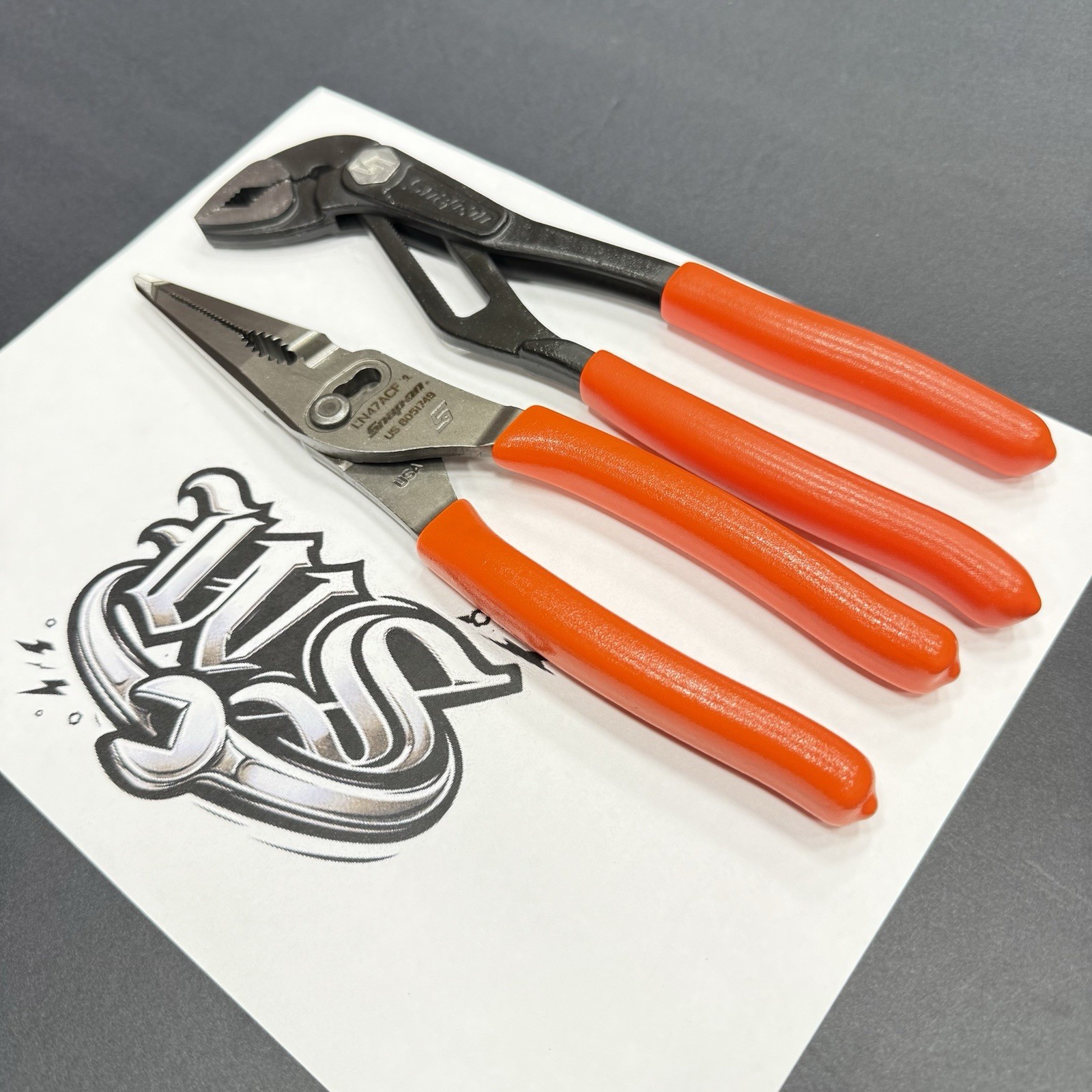 Snap-on Tools USA NEW 2pc ORANGE Soft Grip Assorted Pliers Set LN47ACF AWPBX10