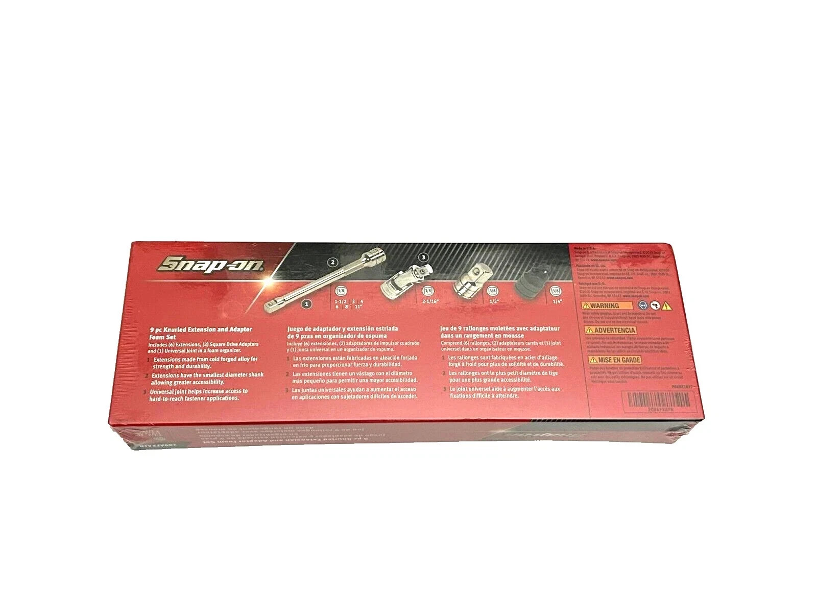 Snap-on Tools RED 9pc 3/8 Drive Extension Adaptor Foam Kit Set 209AFXAFR USA NEW
