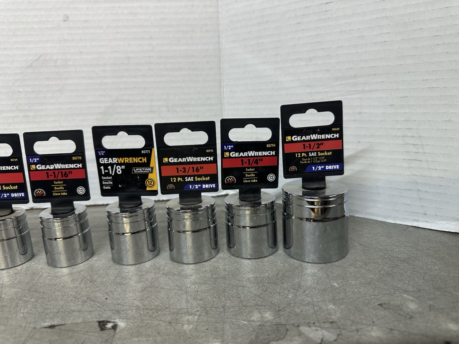 NEW GearWrench 1/2” 12pt. Socket 13pc. 9/16” – 1-1/2” Size And PN In Descrip.