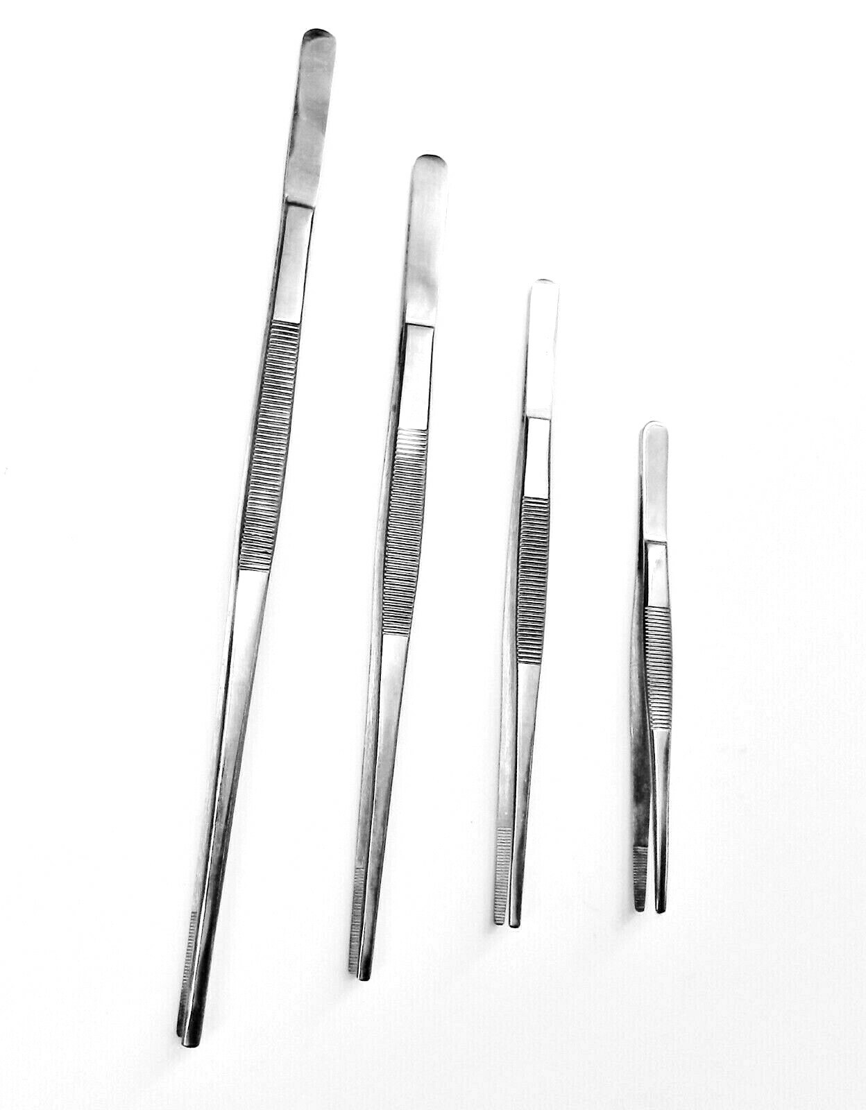 4pc General Purpose Tweezers Utility Forceps – 12″,10″,8″,6″ Stainless Blunt Tip