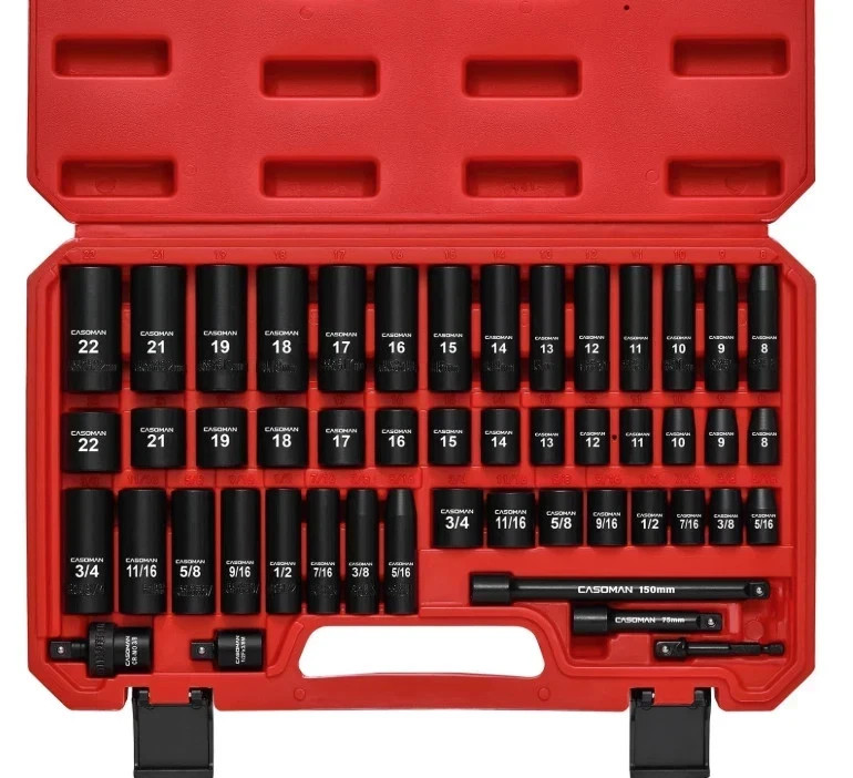 3/8 In. 49 Piece Milwaukee 6 Point Impact Socket Ratchet Drive and Metric Set…