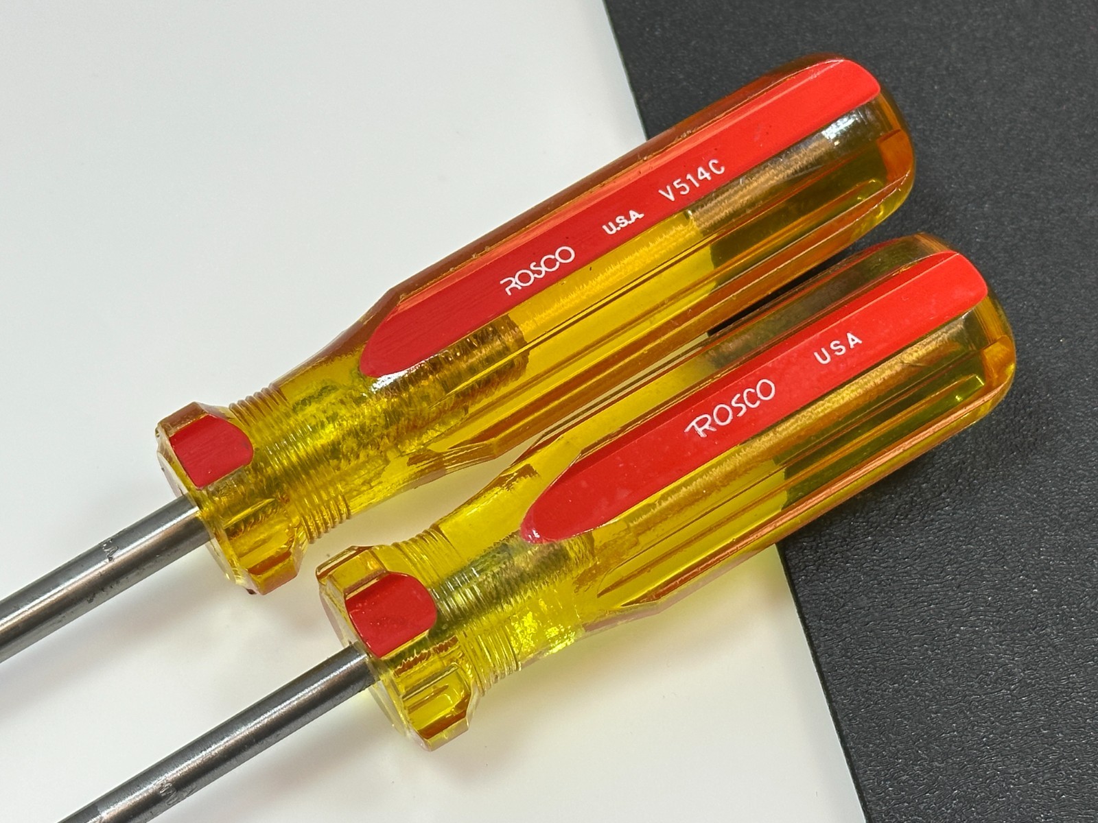 Rosco Tools USA (NOS) 2pc Clutch Head Driver Screwdriver Set Pair, Hard Handle