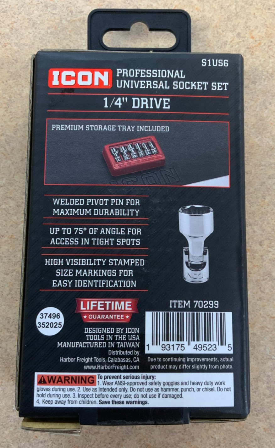ICON S1US6 PROFESSIONAL UNIVERSAL SOCKET SET SAE 1/4″ DRIVE